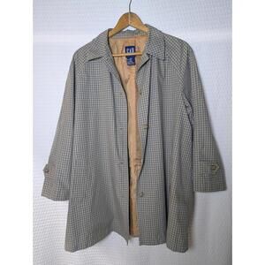 Vintage 1990s GAP Gingham Check Collar Coat Preppy Cottage Core - S/P